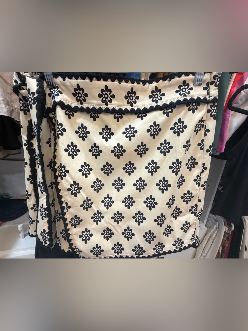 Womens Black Floral Print Trim Wrap Skort- Unbranded